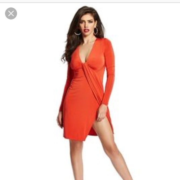 Marciano Dresses & Skirts - Marciano Orange Long Sleeve Dress Size Small